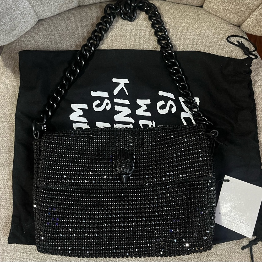 Kurt geiger black rhinestone shoulder bag
